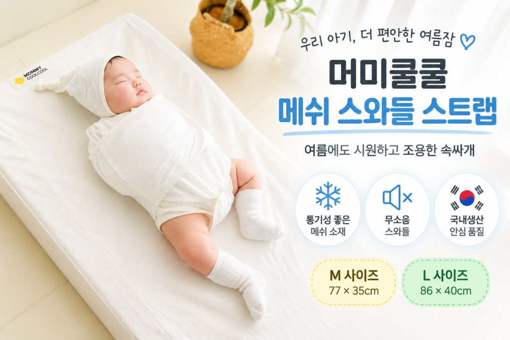 머미쿨쿨 메쉬 스와들 스트랩 여름 속싸개 M L 사이즈 비교 및 선택 가이드 제품 이미지